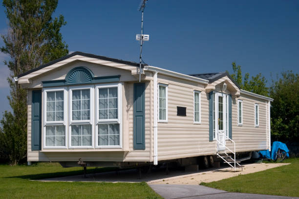 A modern luxury static caravan. living in a mobile mobile home community