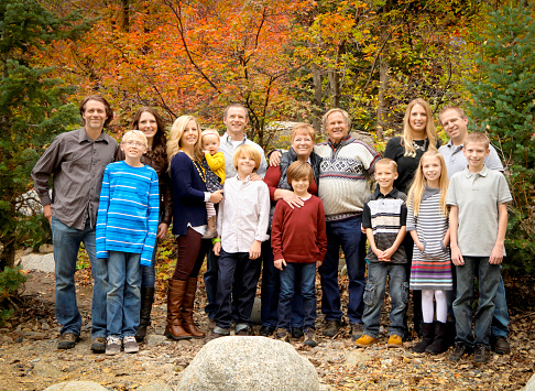 Large family posing for annual photo