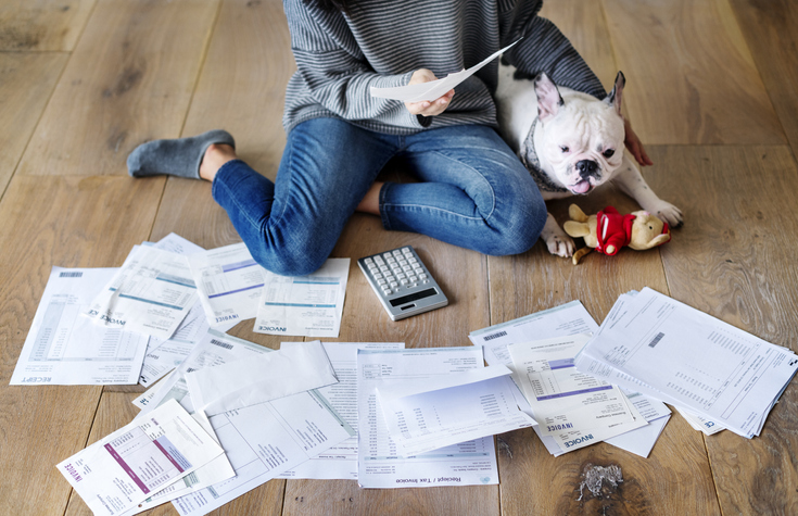 Woman managing the debt