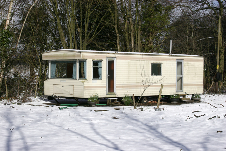 Trailer Home in Snow