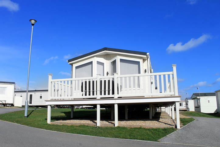 Scenic view of caravan park in summer, 