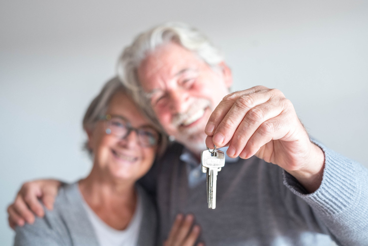 couple of two seniors after buy a new house